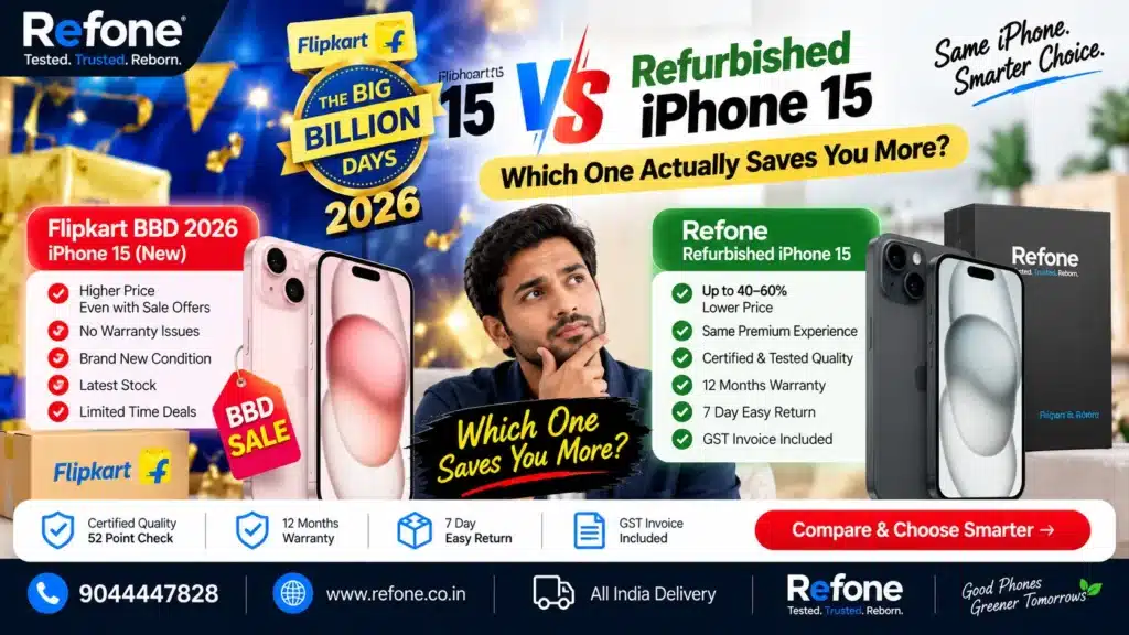 Flipkart BBD 2026 iPhone 15 vs Refurbished iPhone 15